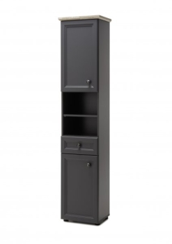 Bad-Hochschrank »Toskana« Landhaus Grau/Timber Wood